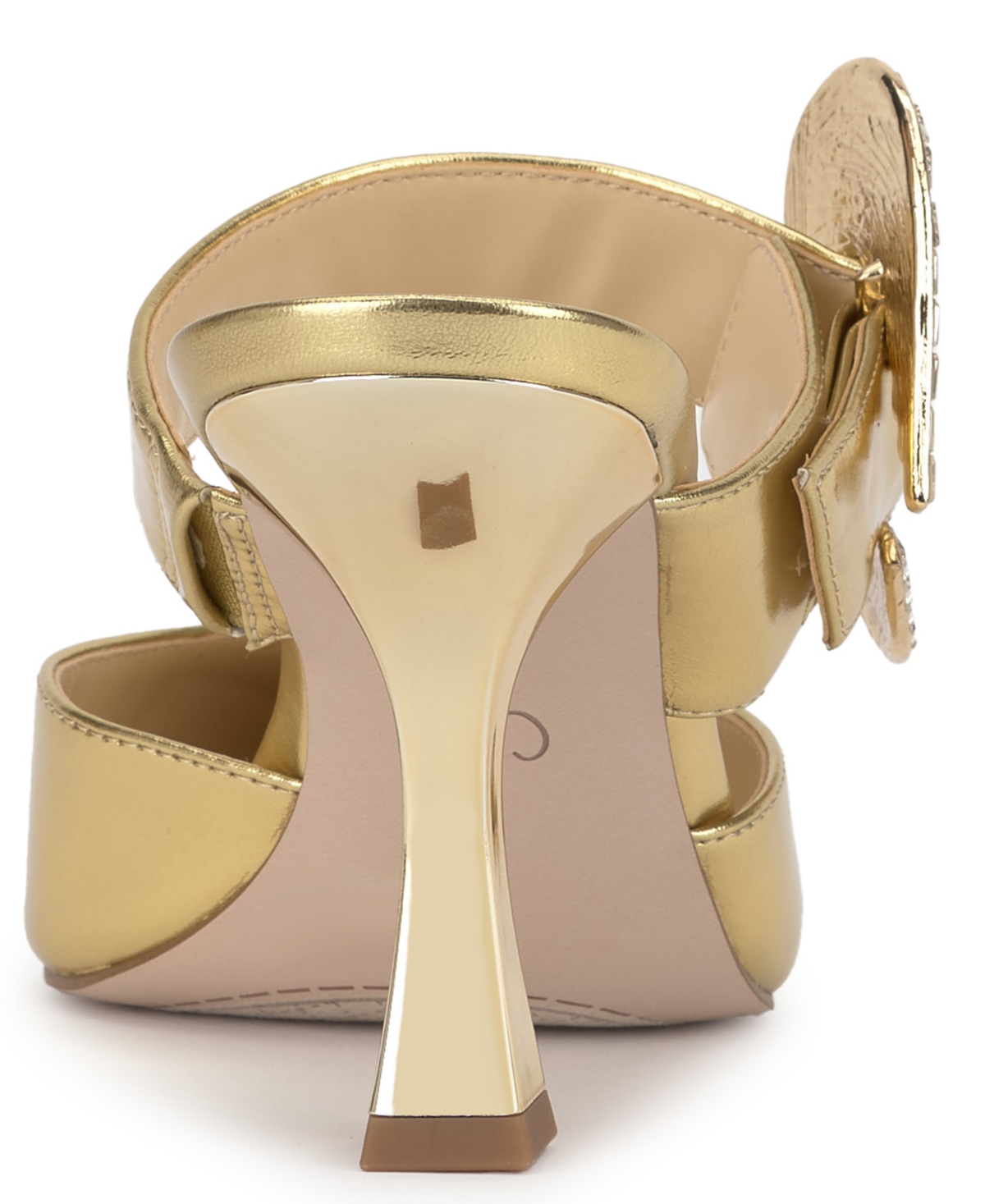 Jessica Simpson Favica Embellished Satin Slide Mule In Gold