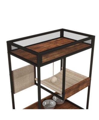 Multi-Functional Cat Litter Box Enclosure with Cat Tree Tower and Storage