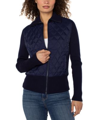 Liverpool Los Angeles - Women's Quilted Zip-Front Sweater Jacket