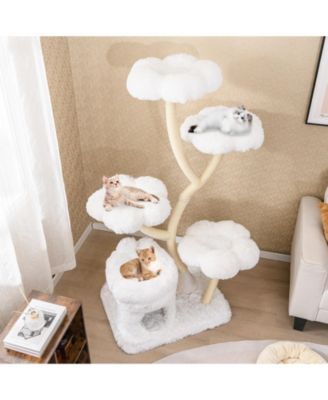 Freestanding Cat Tower Tall Cat Tree w/ four Flower-shaped Platforms Cat Condo