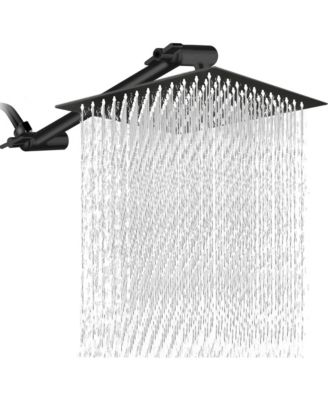 10" Square Rainfall & High Pressure Stainless Steel Bath Shower Head Matte Black