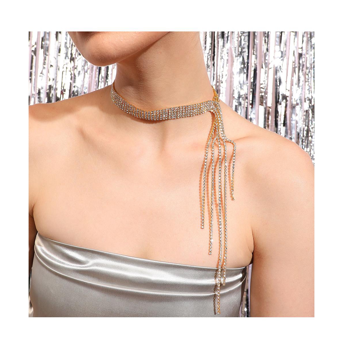 Sohi Women's Silver Bling Cluster Necklace