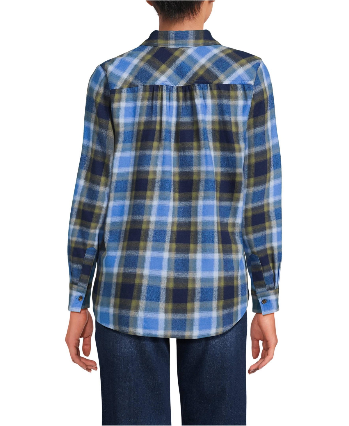 Lands' End Women's Tall Flannel Boyfriend Long Sleeve Shirt