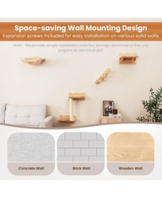 Cat Wall Shelves w/ Hammock 2-step Cat Tree Perch Non-slip Carpet Mat for Indoor