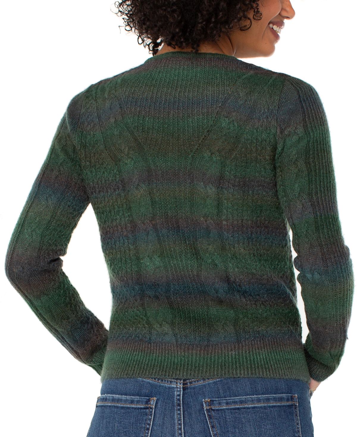 Liverpool Los Angeles Cable Stitch Sweater In Green