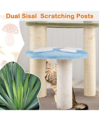 Cute Mushroom Cat Tree 48'' Tall Cat Tower w/ Sisal Scratching Posts Top Condo