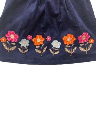 Girls' 2T-6X Floral Top, Bow Beret and Floral Border Ribbed Jumper, 3-Piece Set