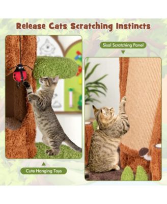 90.5'' Tall Multifunctional Cat Tree w/ Private Condos Sisal Covered Scratching Panel