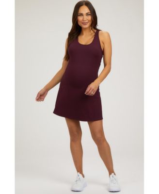Maternity Plum Tennis Racerback Romper Dress