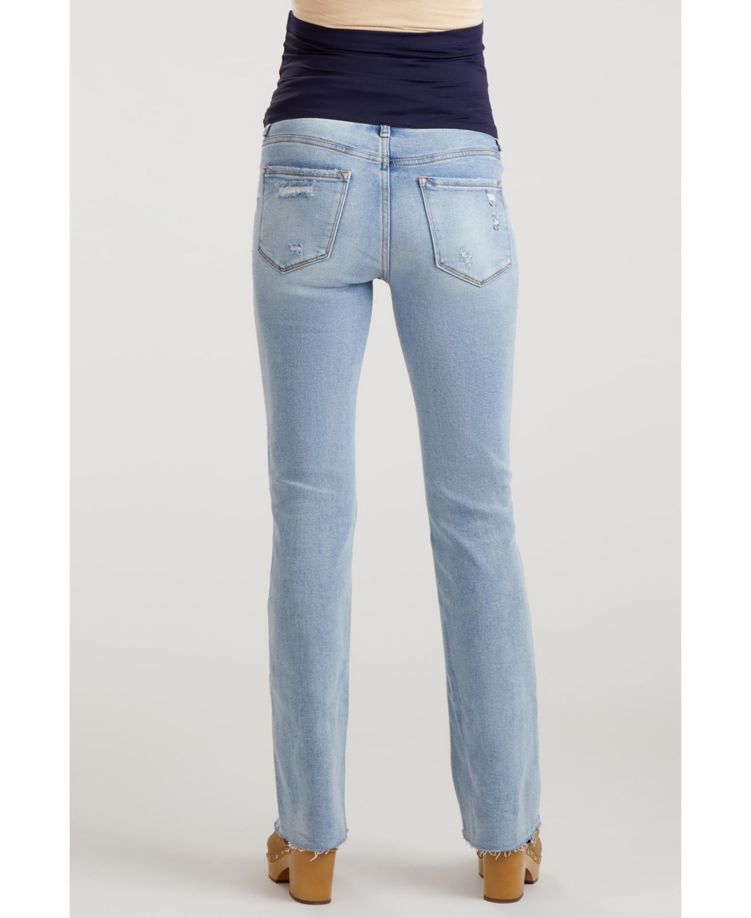 Women's Light Blue Distressed Bootcut Jeans