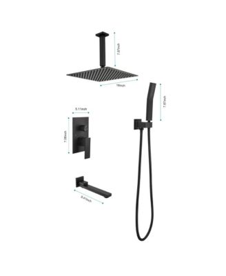 Ceiling Mounted Shower System with Rain Shower Head and Handheld Spray