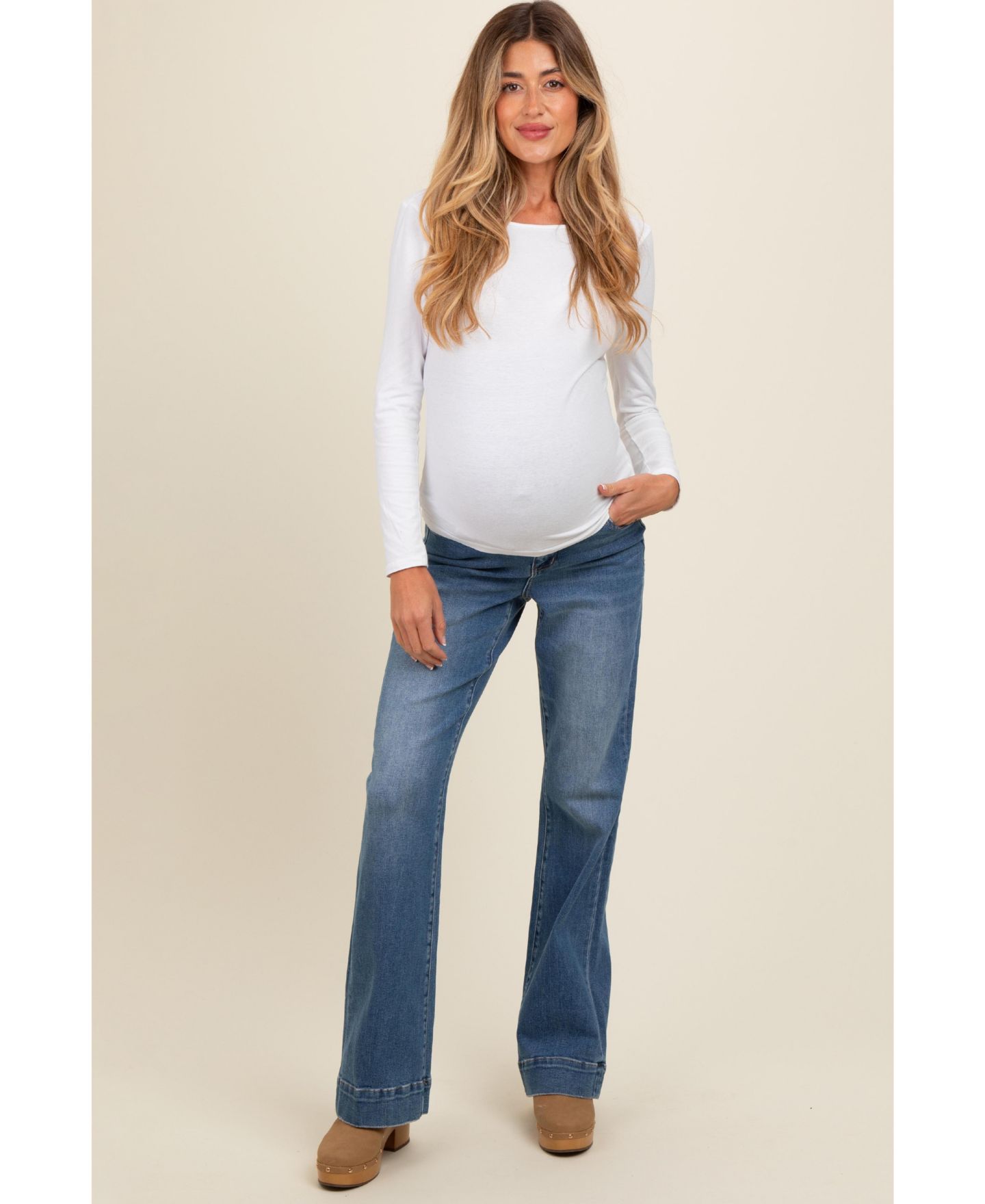 Женские джинсы Pinkblush Blue Wide Hem Flare, цвет: Синий — фото 5