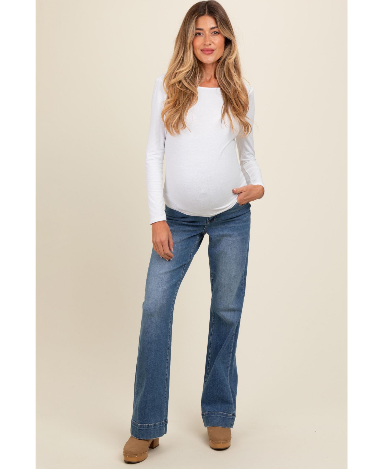 Women's Blue Wide Hem Flare Jeans