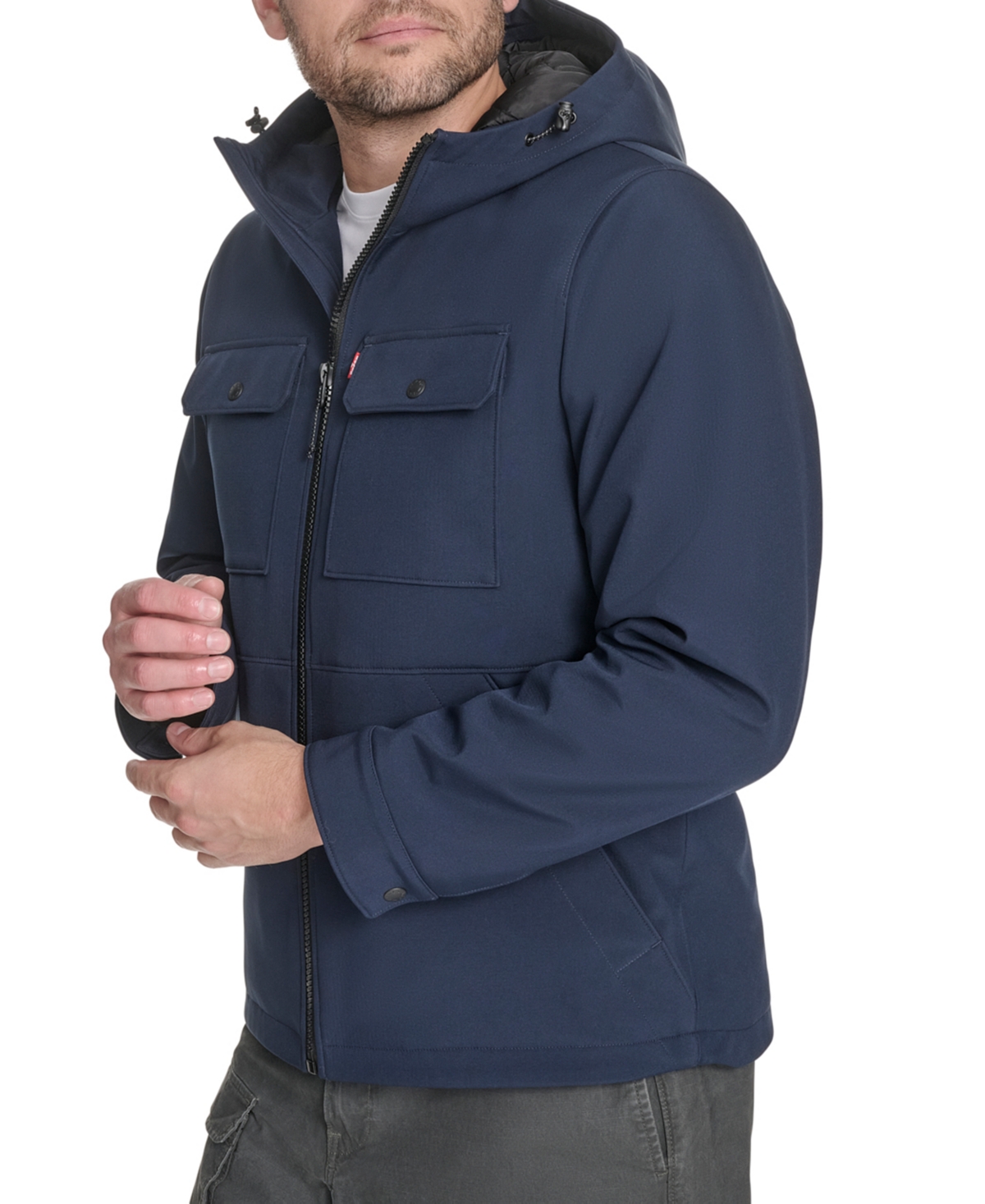 Levi's Men's Rib Stop Softshell With Hood Jacket In Blue
