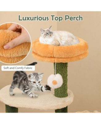 45'' Tall Cat Tree Flower Multi-level Pet Activity Center Furniture w/Sisal Post