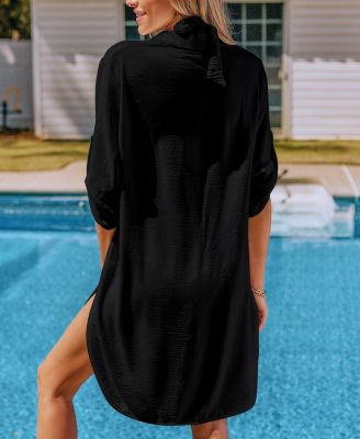 Women's Throw It On White Cover-Up Mini Beach Dress