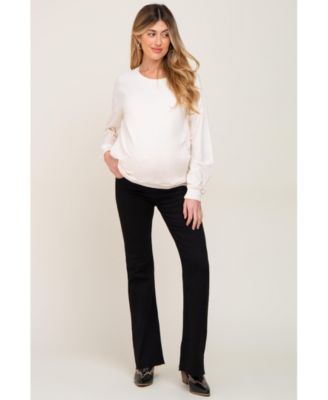 Maternity Flare Leg Raw Hem Jeans