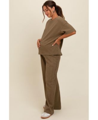Maternity Textured Knit Oversized Tee And Pants Set