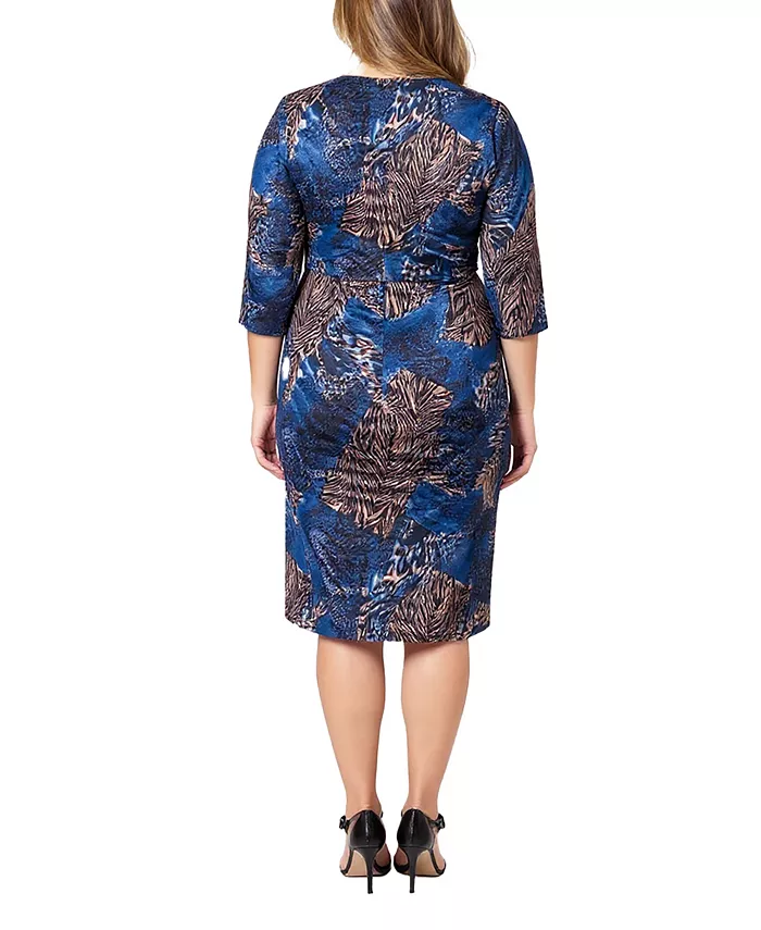 Plus Size Animal Print Faux Wrap Dress - thumbnail 3
