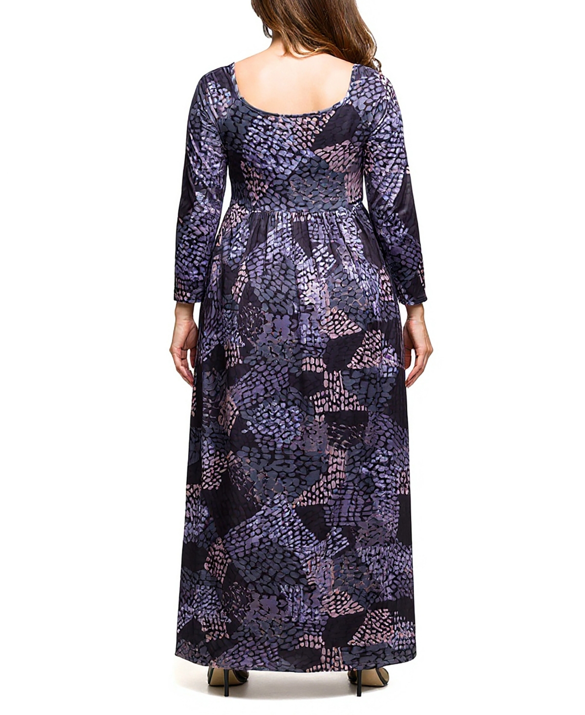 24seven Comfort Apparel Plus Long Sleeve Empire Waist Maxi Dress
