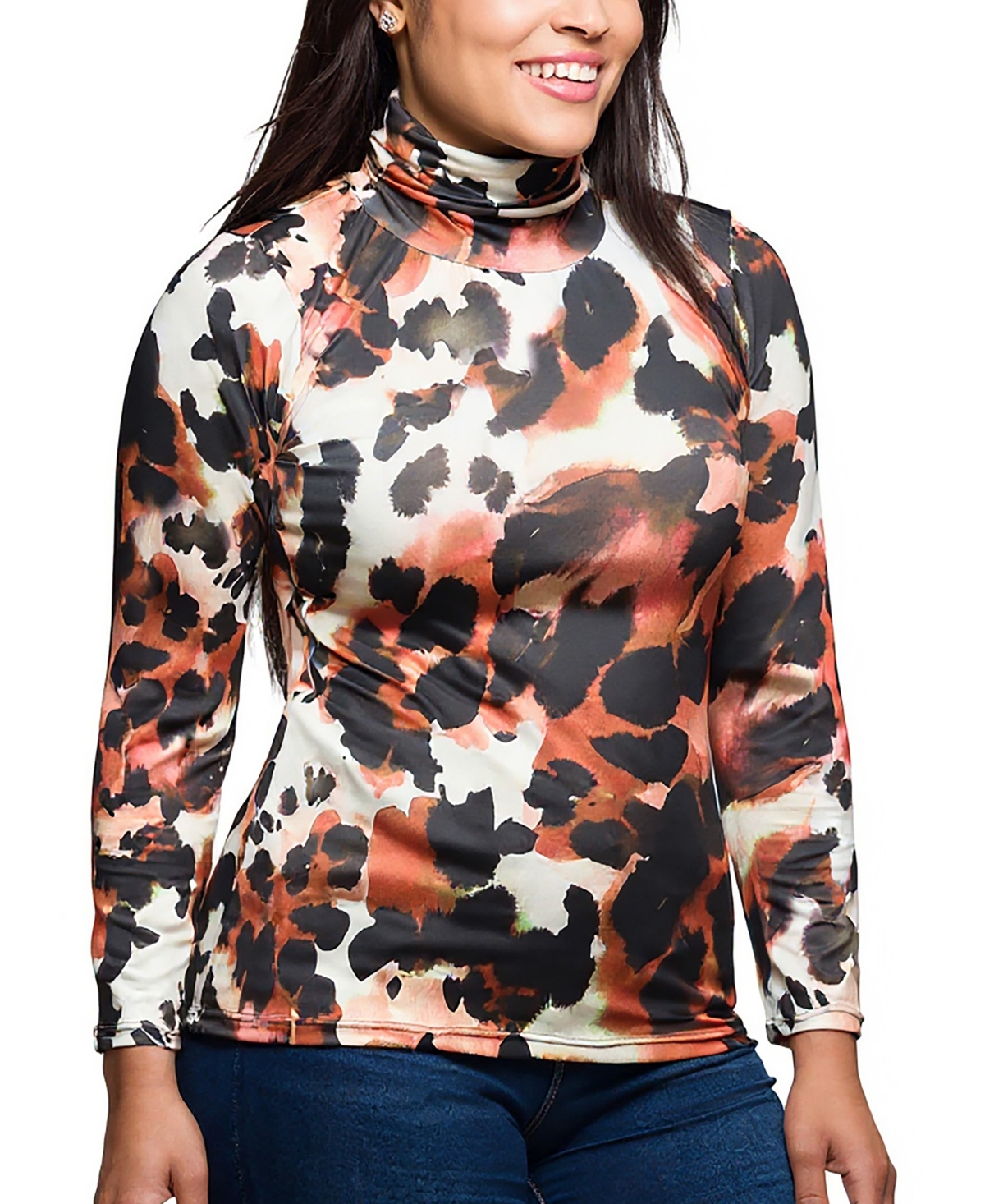 24seven Comfort Apparel Plus Long Sleeve Turtleneck Top