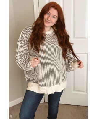Maternity Pink Ribbed Balloon Sleeve Sweater