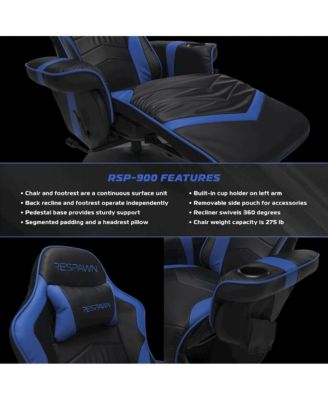 Reclining Gaming Chair with Footrest, Gaming Chair Recliner - Blue