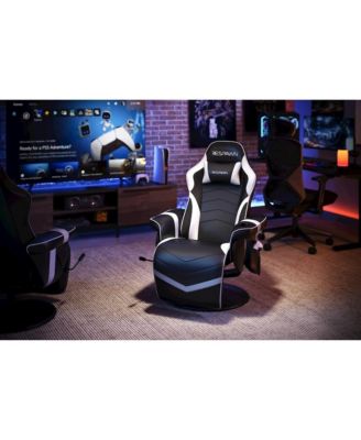 1Pc 135° Recline, Footrest, Cup Holder, Side Pouch, Swivel Base, Reclining Gaming Chair