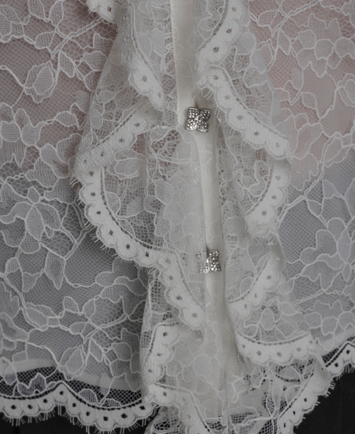 Bcbg Women's Long Sleeve Lace With Rhinestone Top In White