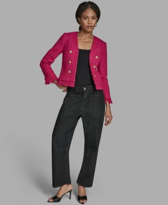 Women's V-Neck Fringe Sequin Tween Jacket