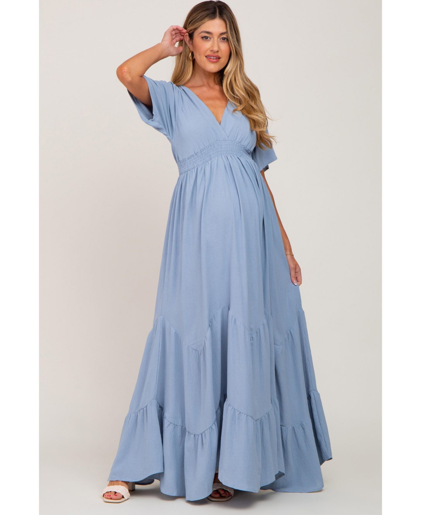Женское платье Pinkblush Light Blue Deep V-Neck Maxi, цвет: Светлый синий — фото 1
