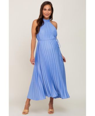 Maternity Black Pleated Halter Dress