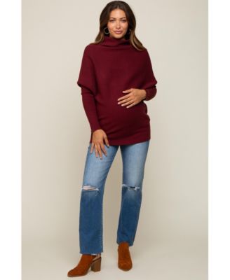 Maternity Forest Green Funnel Neck Dolman Sleeve Sweater