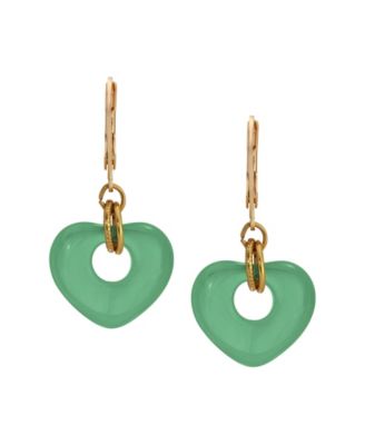 Gold Tone Heart Drop Leverback Earrings