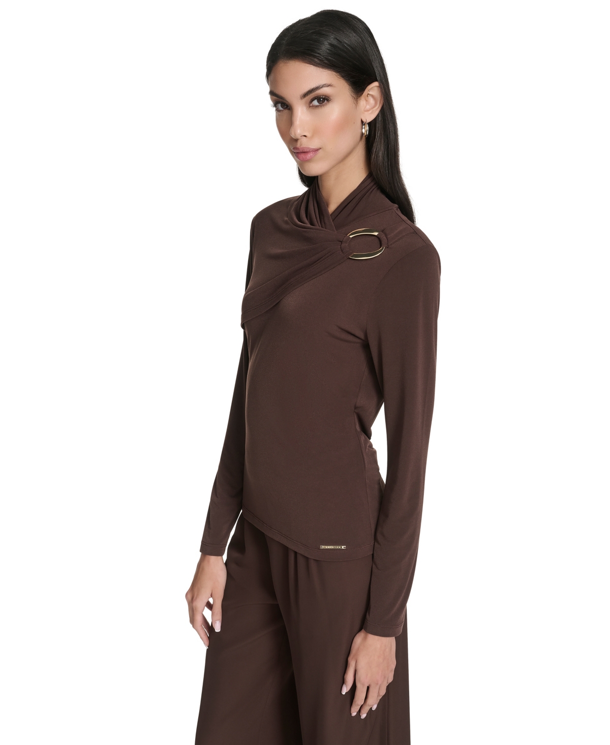 Halston Women's Hardware-detail Matte Jersey Top In Brown