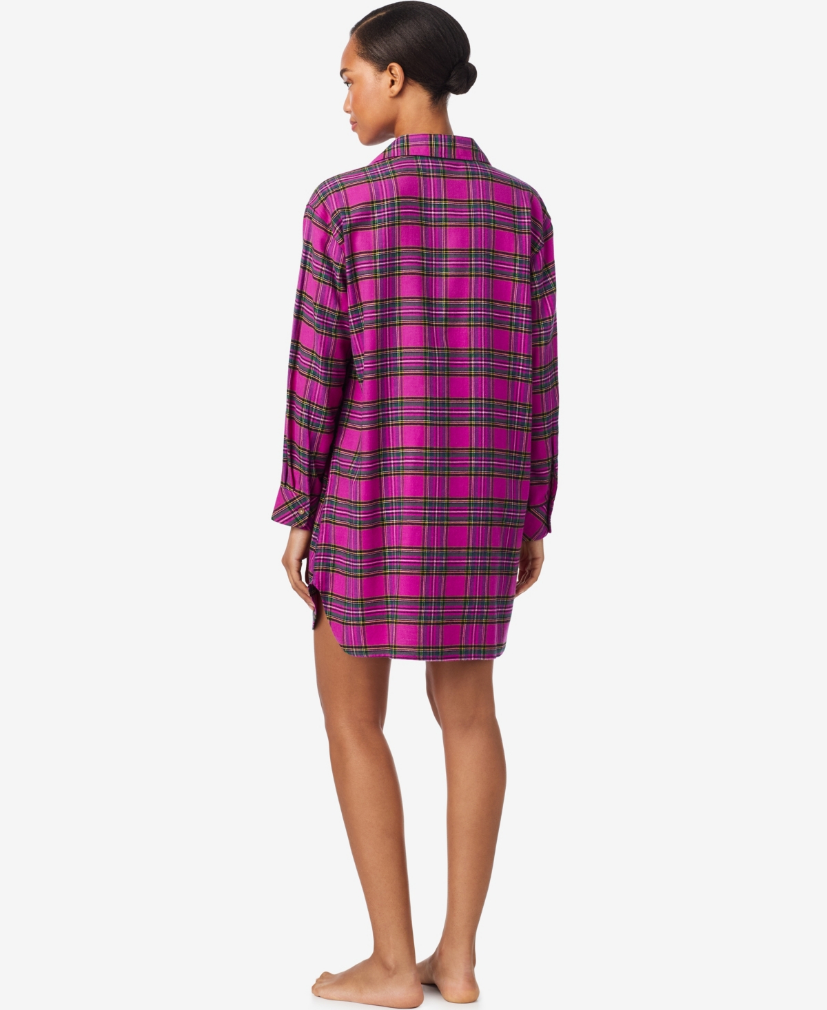 Ralph Lauren Lauren  Plaid Print Sleepshirt In Blue