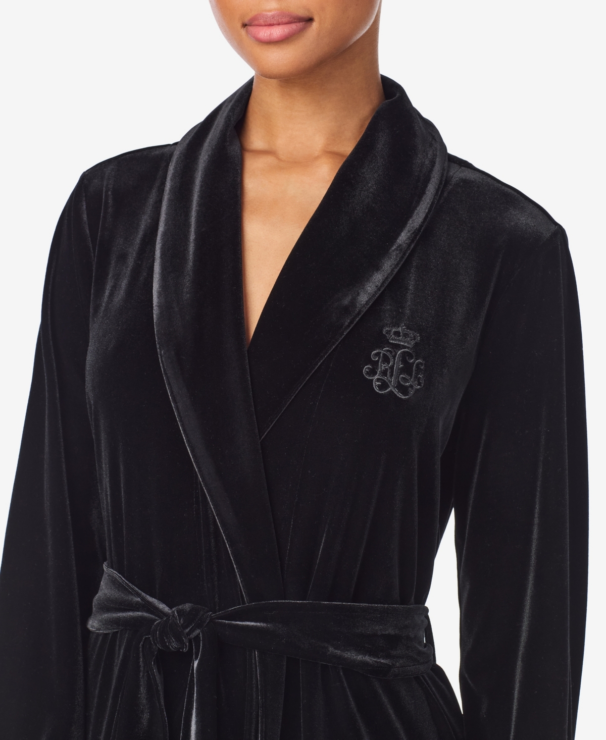 Ralph Lauren Women's Long Sleeves Shawl Collar Robe In Black