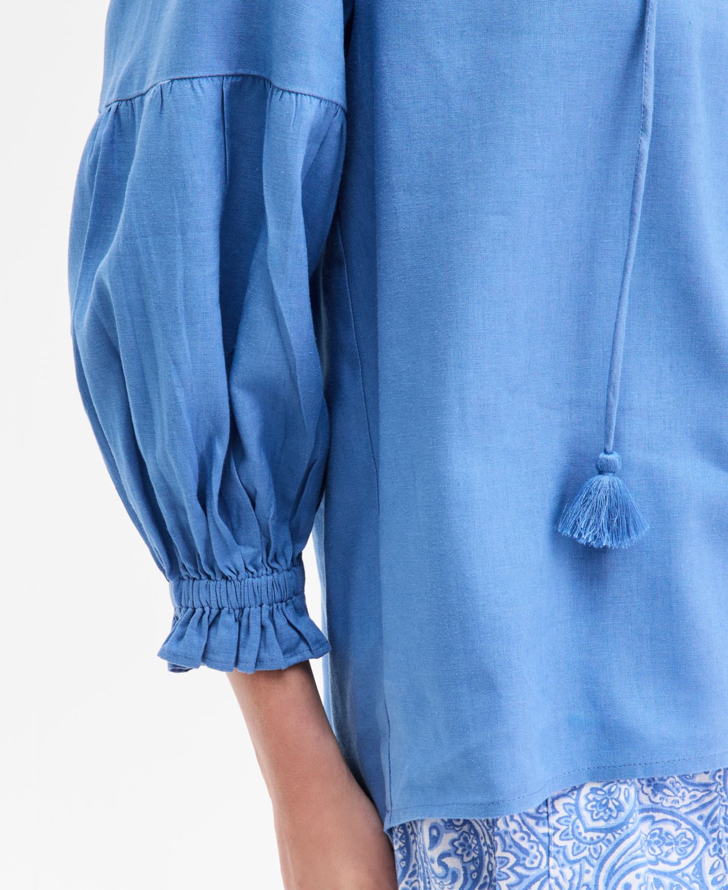 Женская блузка Nautica Jeans Nautica Split-Neck Ruffled-Trim, цвет: Синий мглистый — фото 4