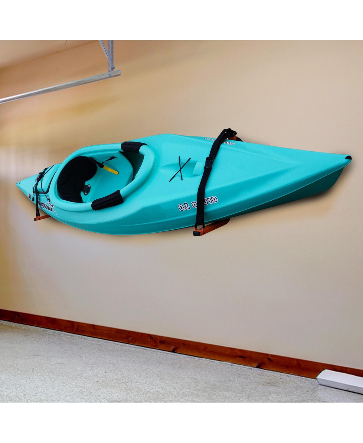 Kayak Storage Hooks - Set of 2 Wall Mount Garage Hangers - 125lbs Capacity Rack for Paddleboards, Surfboards, or Snowboards by Rad Sportz (Orange)