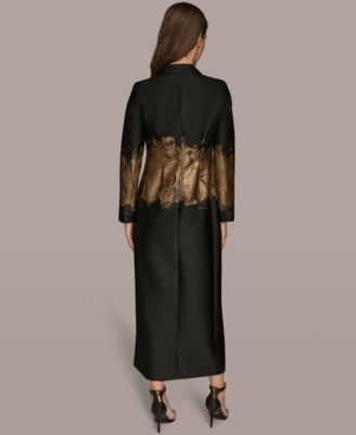 Women's Long Sleeve Jacquard Coat Dress