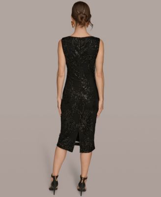 Women's Mesh Sequin Sleeveless Midi Dress