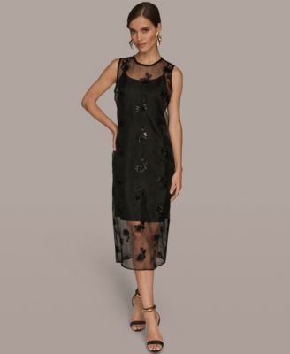 Donna Karan New York - Women's Embroidered Sequin Slip Sleeveless Dress