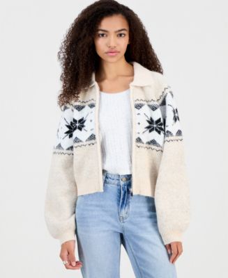 BLANK NYC Women's Fair Isle Zip-Front Cardigan - Macy's