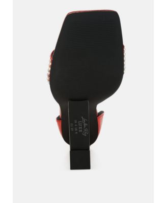 Womens Hashira AB Rhinestone Studded Lace-Up Fantasy Heels