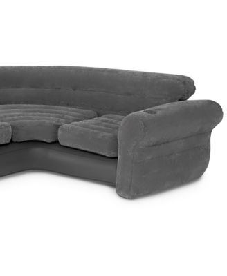 Inflatable Corner Living Room Air Mattress Sectional Sofa Couch, Gray