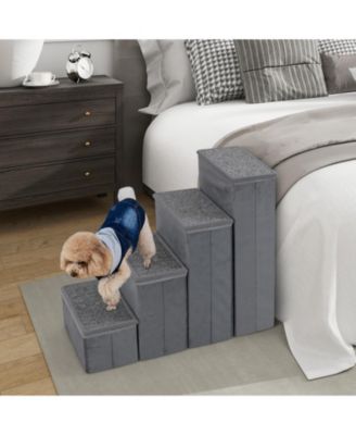 4-Step Dog Stairs Non-slip Foldable Dog Ramp with Adjustable Steps