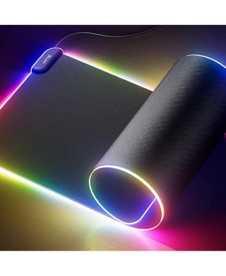 HYTE CNVS Intense Play Mat Custom RGB LED 50-Pixel qRGB Array Waterproof Extended Premium Silky 28 SPI 900mm x 370mm USB C Gaming Mouse Pad Black