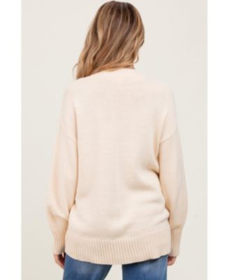 Maternity Burgundy Drop Shoulder Oversized Sweater