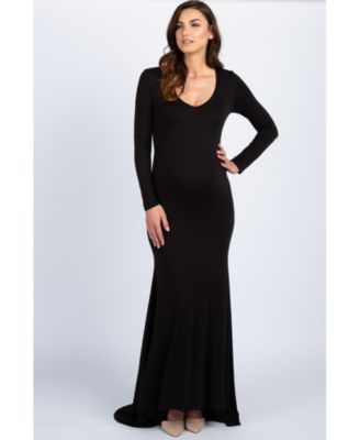 Black Long Sleeve Photoshoot Maternity Gown/Dress