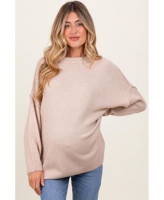 Maternity Black Oversized Crewneck Melange Knit Sweater